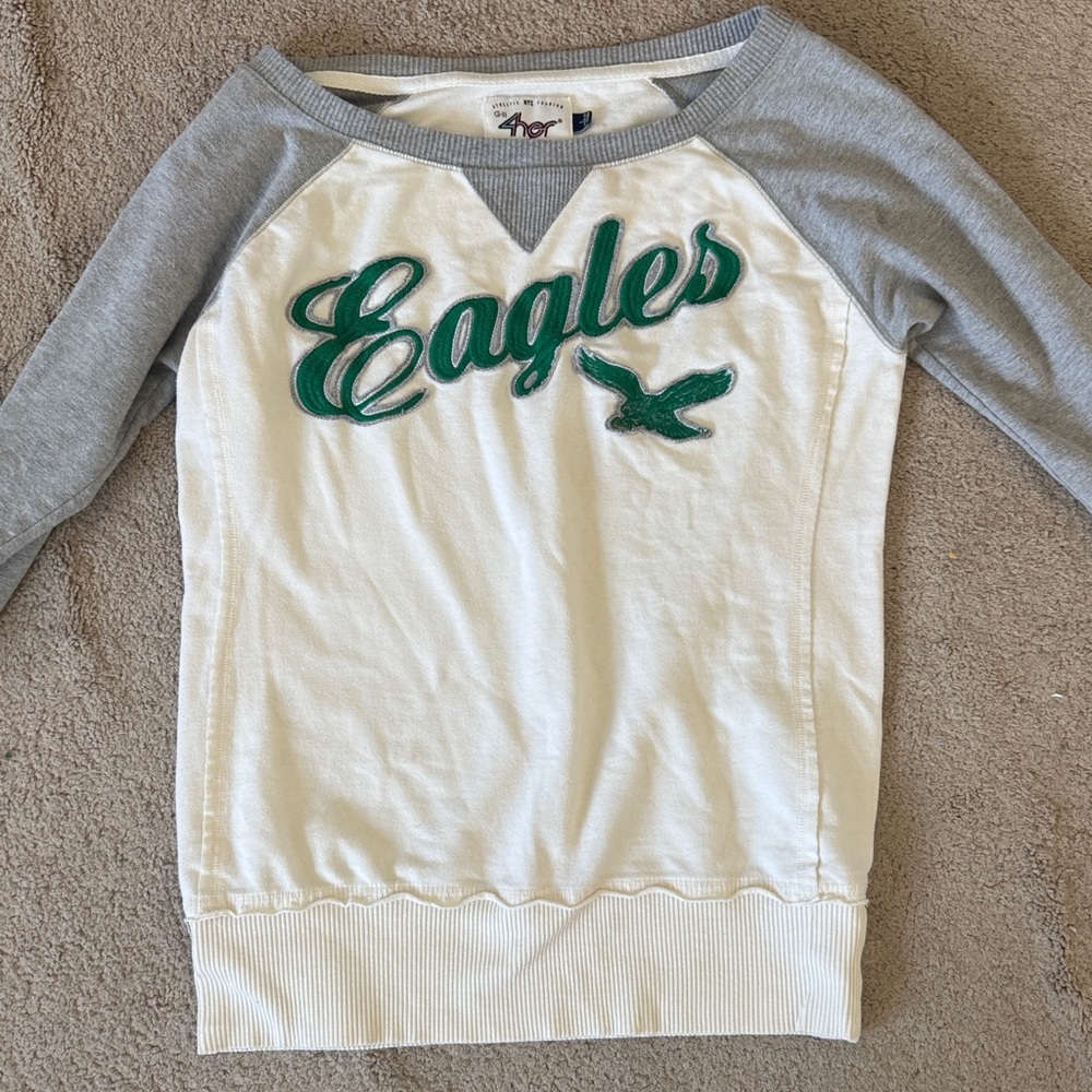 Eagles Women's White and Gray Jersey Top